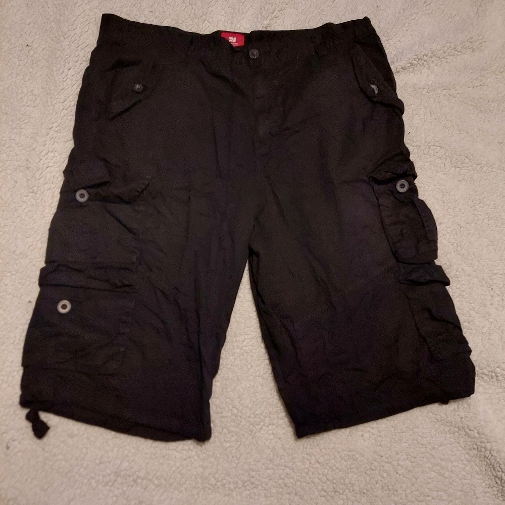 Mens black PJMARK cargo shorts, size 36